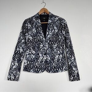 Chic Blue snd White Patterned Women's Blazer